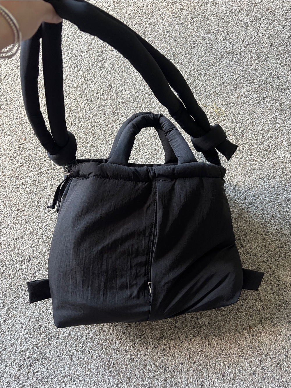 Black Padded Shoulder Tote Bag - Women's Bag - Picture 2 of 3